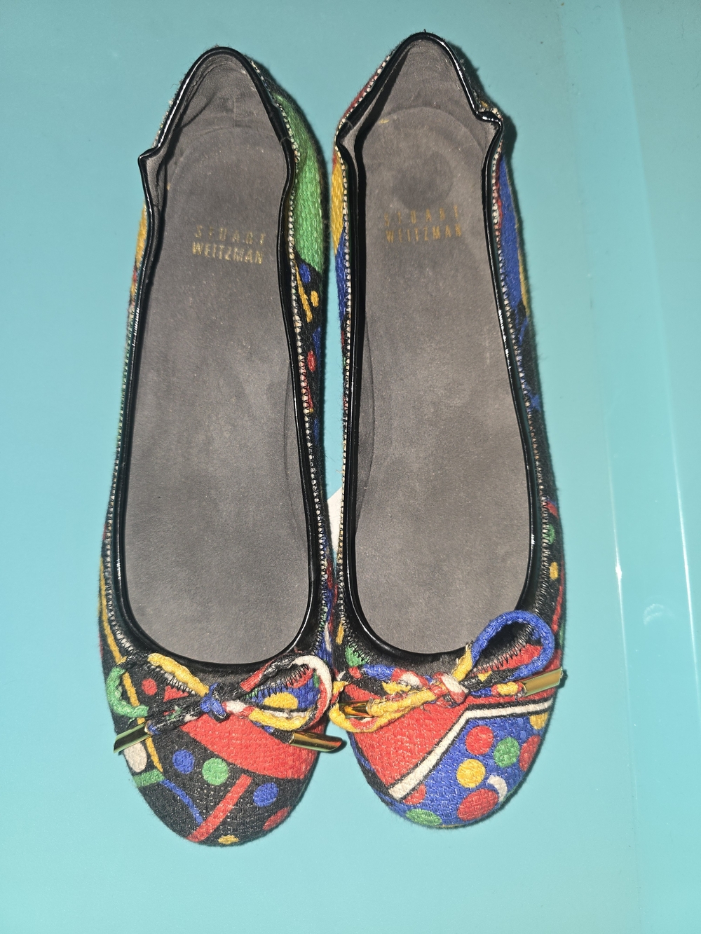 Stuart Weitzman Multicolor Polka Dot & Stripe Ballet Flats